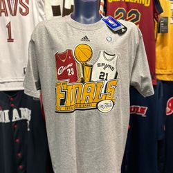 Adidas NBA 2007 Cleveland Cavaliers Finals Grey T-shirt Size XL 