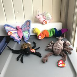 Cute Creepy Crawlies Ty Beanie Babies 1(contact info removed): Flitter, Spinner, Stinger