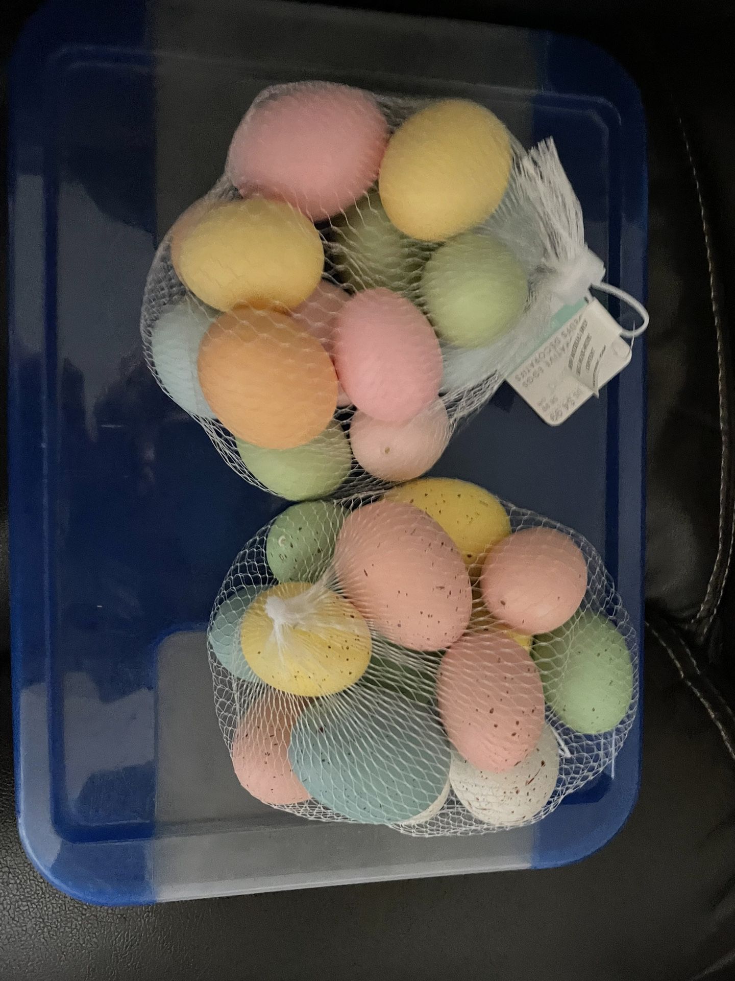 Easter fake Eggs And Pink Grass