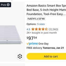 Amazon basics Mattress Foundation Smart Box $90