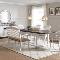 Brand New 7PC Vintage Latte/White Dining Set