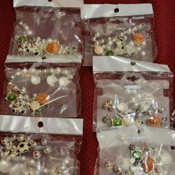 6 Bags Of Never Opened Sports Theme Charms( Soccer, Baseball, Softball, Cleats, Playing Fields,bats...)