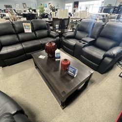 3pc Leather Reclining Couch Set $1599🖤