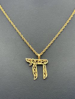 14k solid rose gold Chai pendant charm & 24” Rope chain 2mm necklace