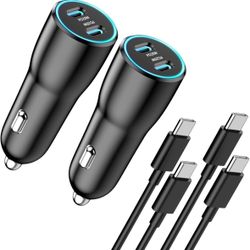 Car Charger for iPhone 15, 2 Pack,40W Dual USB C, Fast Charging with 3-5ft USB C to C Cable
