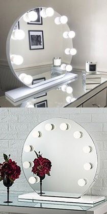 $210 NEW Round 28” Vanity Mirror w/ 10 Dimmable LED Light Bulbs, Hollywood Beauty Makeup USB Outlet