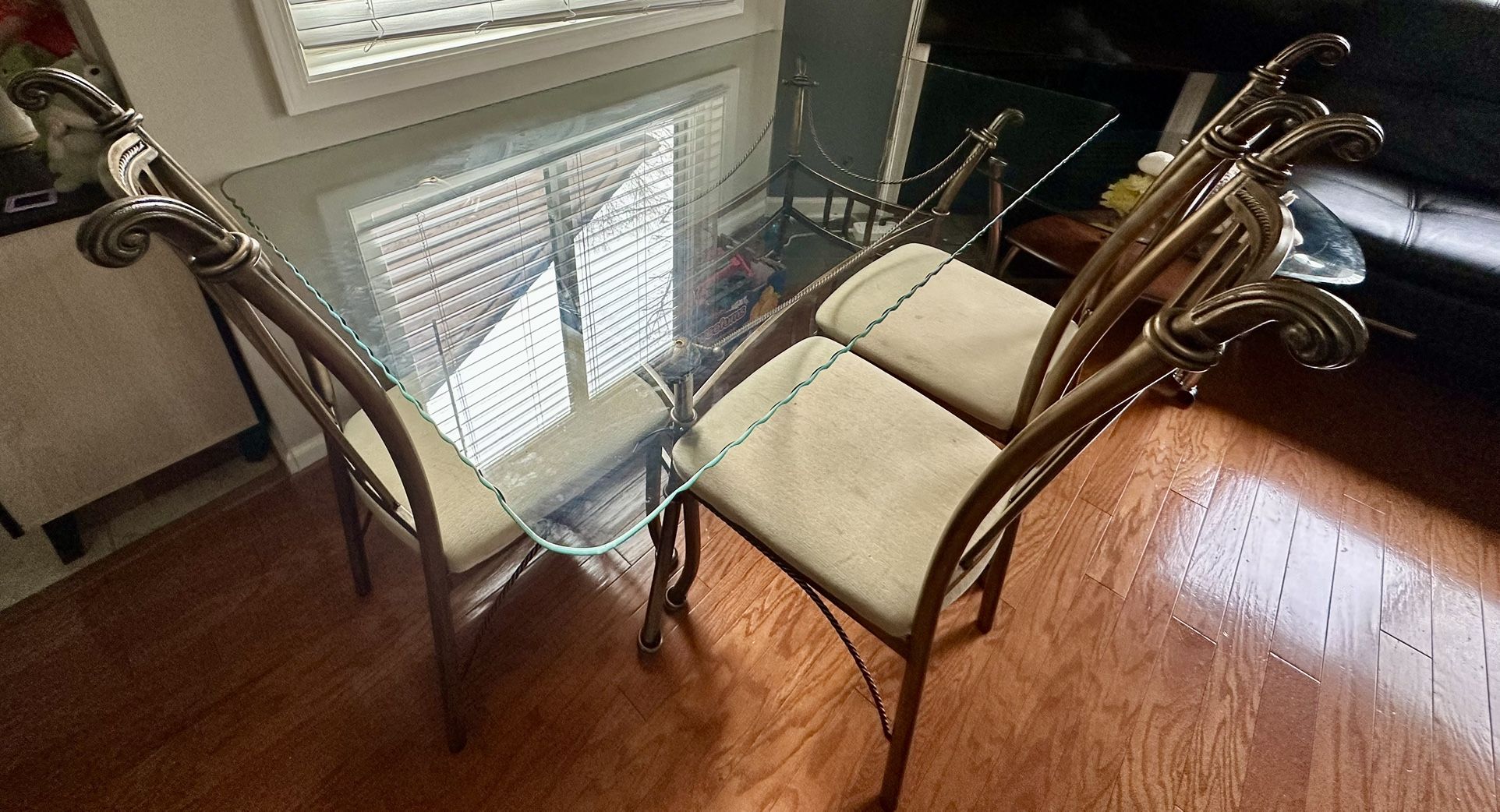 Glass and Metal Dinning Table