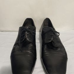 Sz 14M BRUNO MAGLI Men's Shoes Cap Toe Oxford Black Leather ITALY!