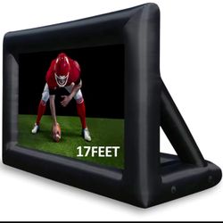 17ft Inflatable Movie Screen Outdoor Projector Screen with Air Blower Storage Bag