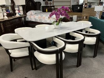 Large White 9-Piece Dining Set