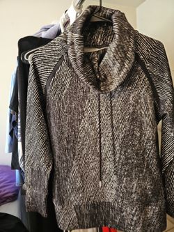 Black and White Patterned Cowl Neck Top