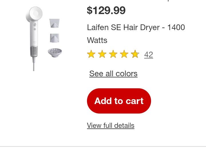 Laifen SE Hair Dryer - White - 1400 Watts - New In Box