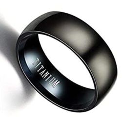 Men's Titanium wedding ring black band comfort fit matte finish size 9