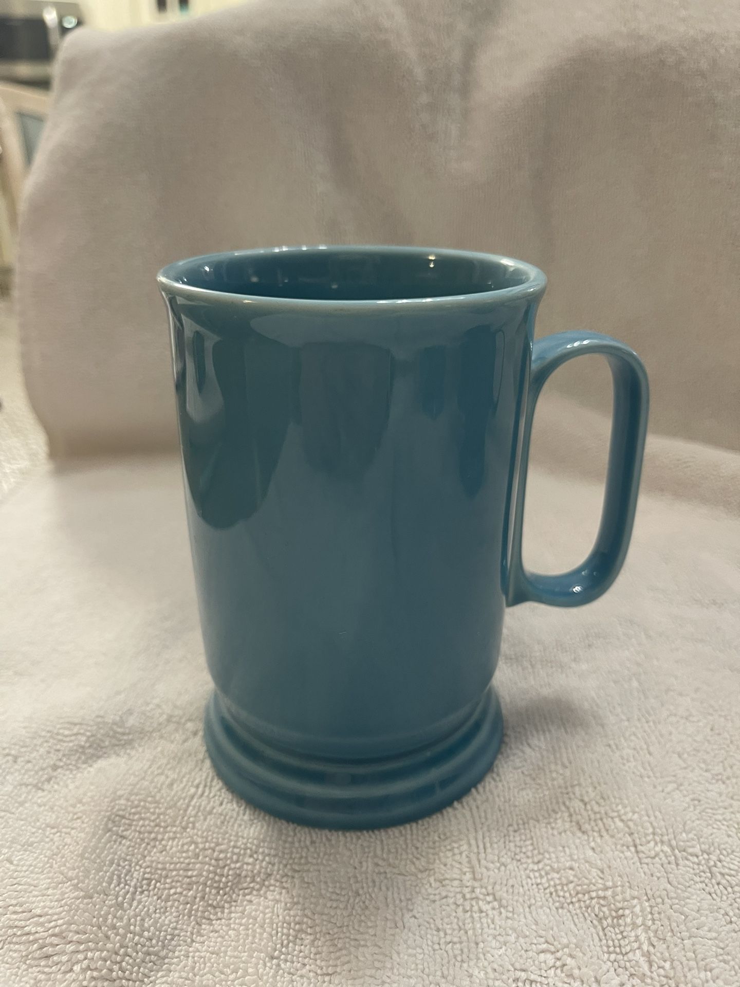 Stunning fourAqua Blue Color Sturdy 5 Inch Tall Mugs Strong Grill Handle