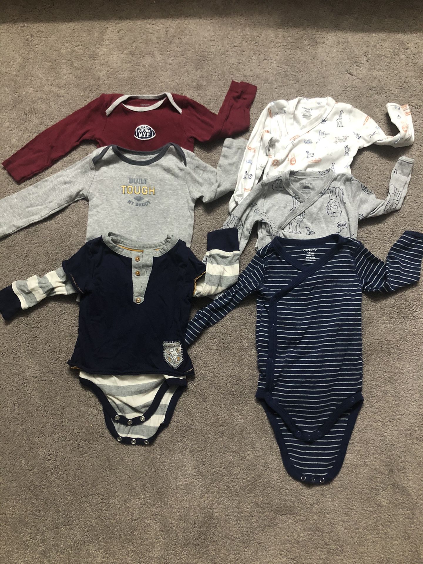Boys long sleeved onesies (12mo)