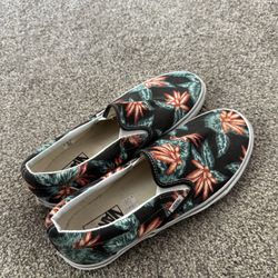 Vans Classic Slip-On Floral Black/Orange/Green Canvas Shoes Men’s 10.5