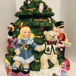 Cookie Jar-Vintage Spode Christmas Tree Hand Paint Essu