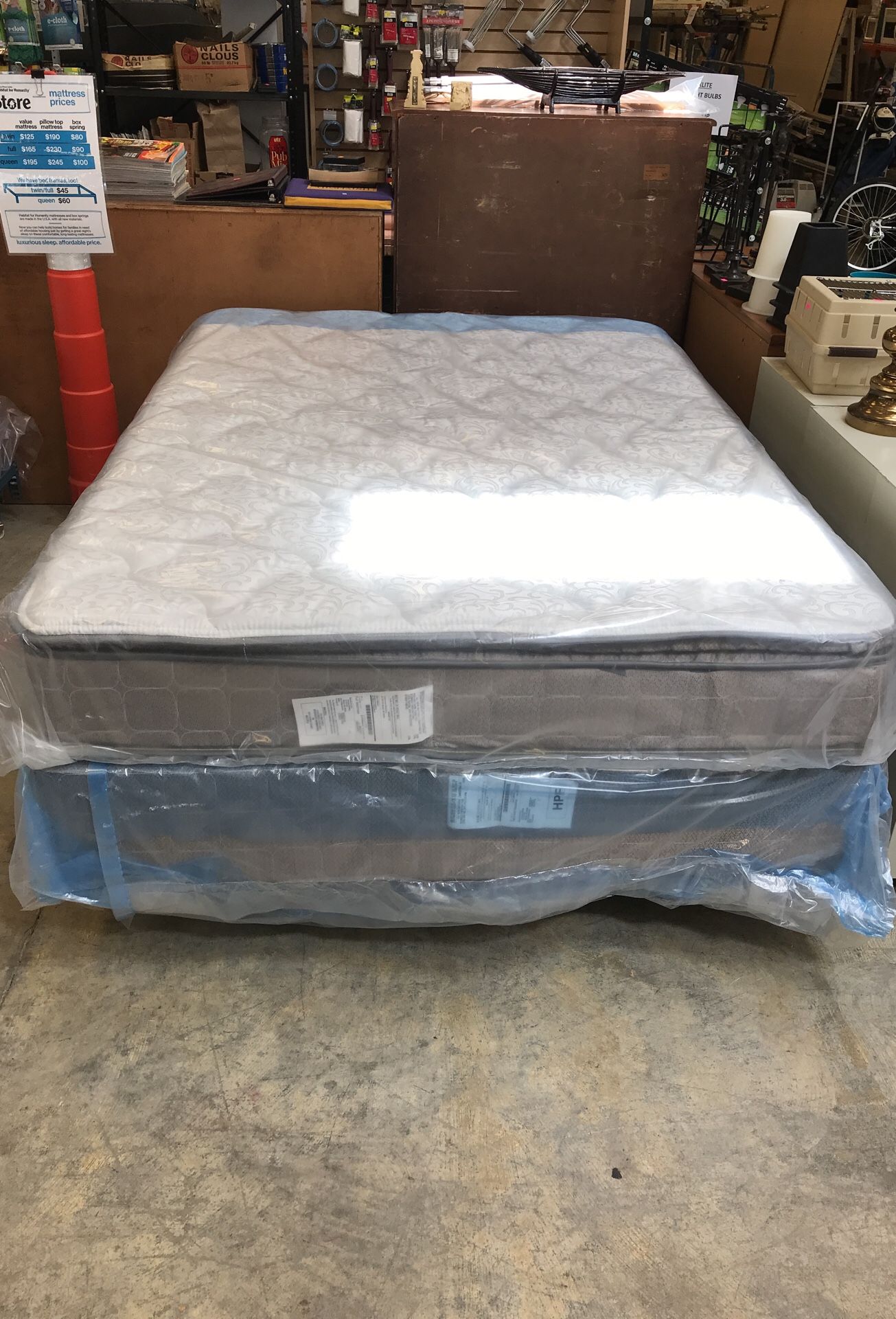 Queen Size Pillow Top Mattress and Boxspring for Sale in Puyallup, WA