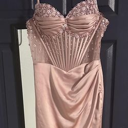 Ladavine pink beaded corset dress