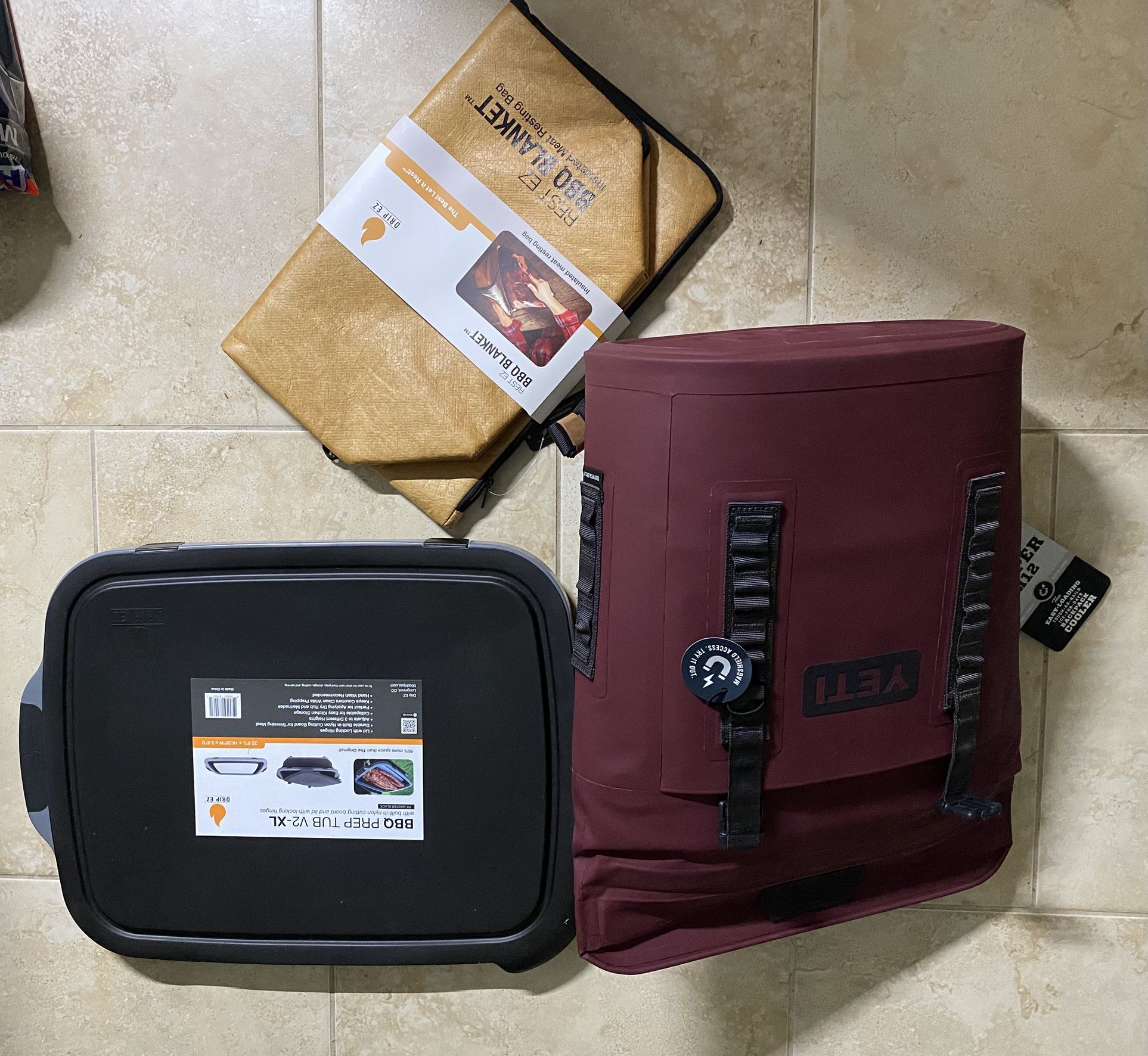 Brand New Yeti Hopper, EZ BBQ Rest Blanket and BBQ XL Tub