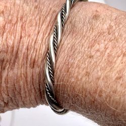 Sterling Silver Twisted Cable Rope Cuff