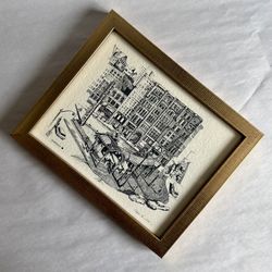 Vintage Gold Framed Pioneer Square Print By Christopher Paul Bollen 