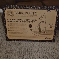 Large Bark Potty all natural, multi-use, disposal pet potty. Can last over a month. I have 2. 