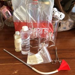 Set Of 3 Glass Oil Lamps With Oil And Filling Tools