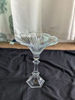 Vintage Crystal Pillar Candle Holder & Centerpiece bowl