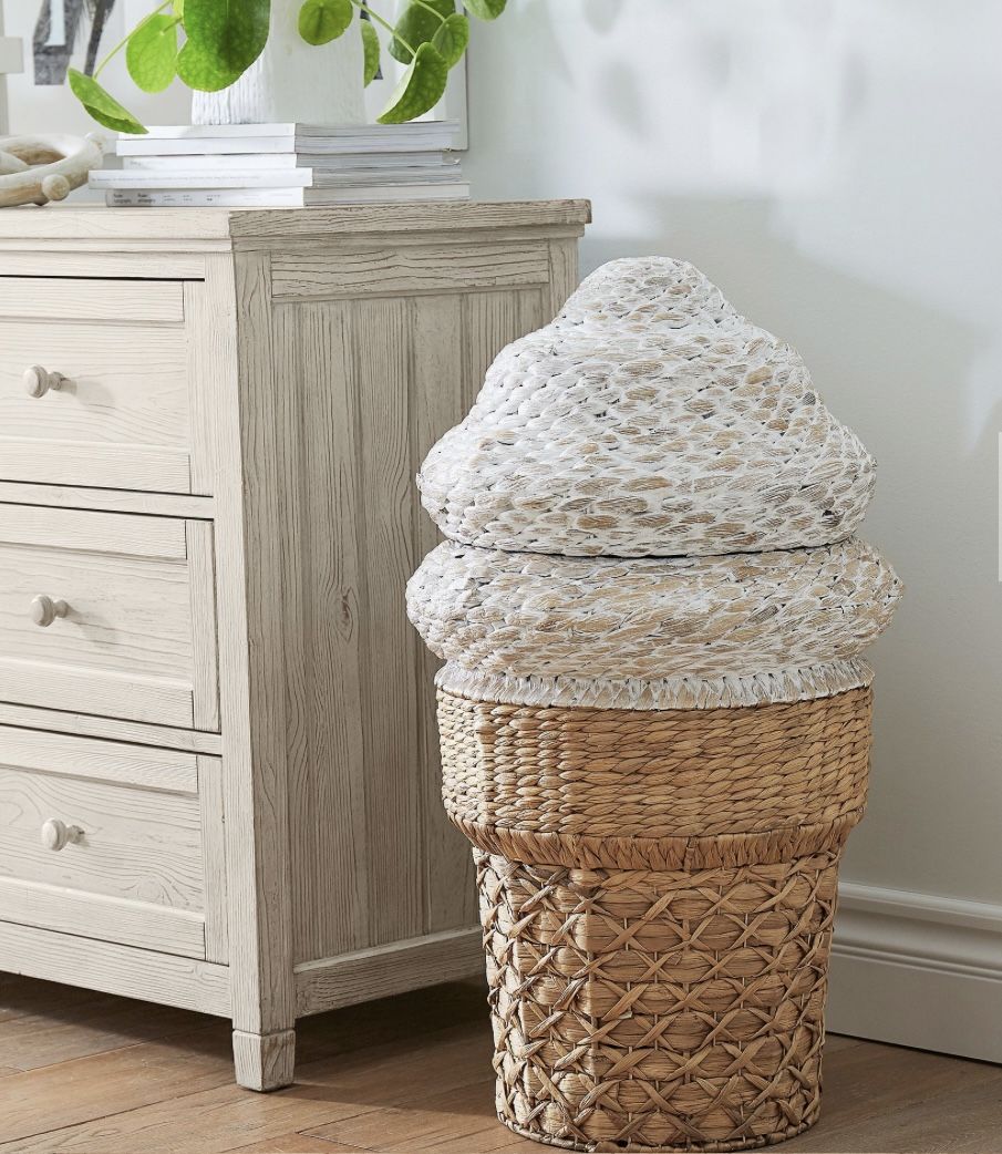Pottery Barn Ice Cream Cone Wicker Storage Basket Storage Hamper