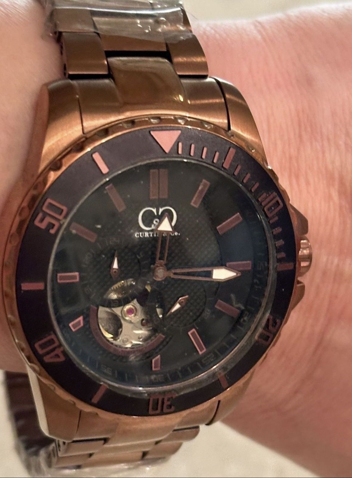 New Curtis Co Big Time Royale Men's 45mm Automatic Watch Brown