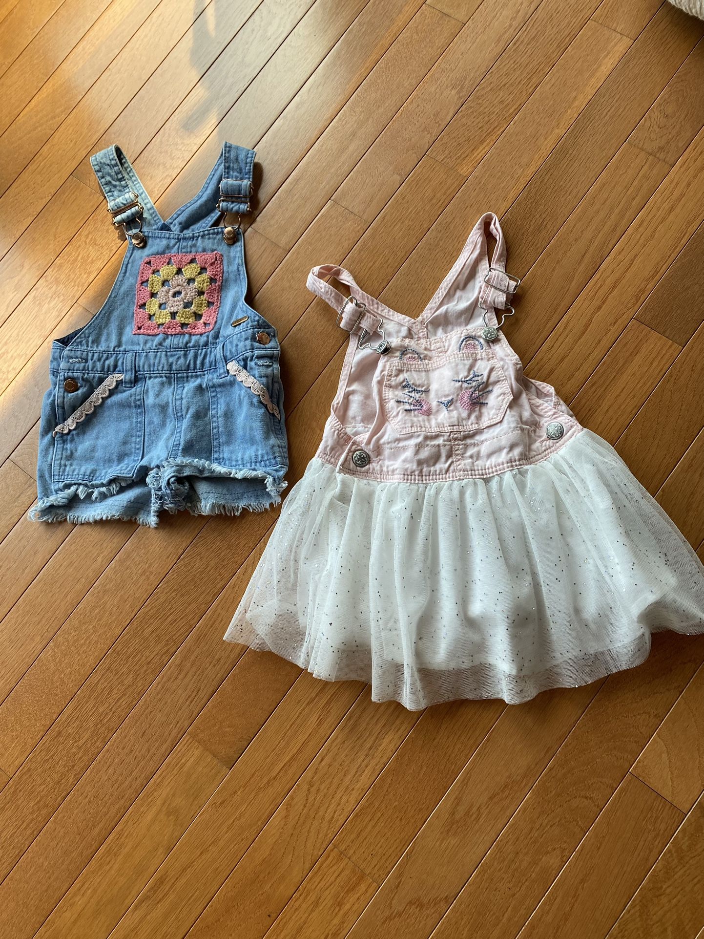 SWEET OVERALLS AND BUNNY DRESS