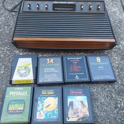 Vintage Atari 2600 Game System With 7 Games