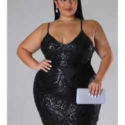 1x 2x Black Sequin Dress Available 