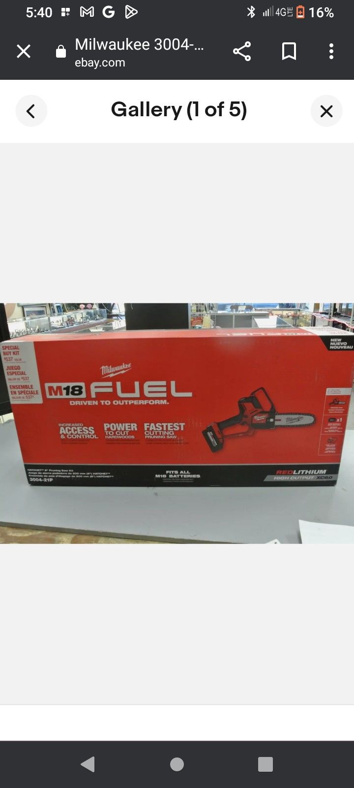 M18 Fuel 8* Chainsaw kit