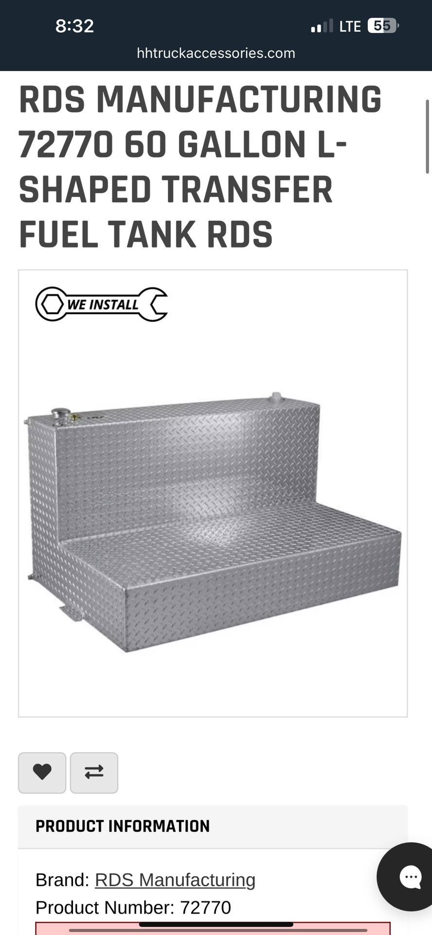 60 Gallon L-Shaped Transfer Tank