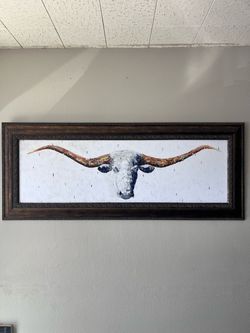 Extra Large Framed Texas Longhorn Wall Art – 27” x 66”