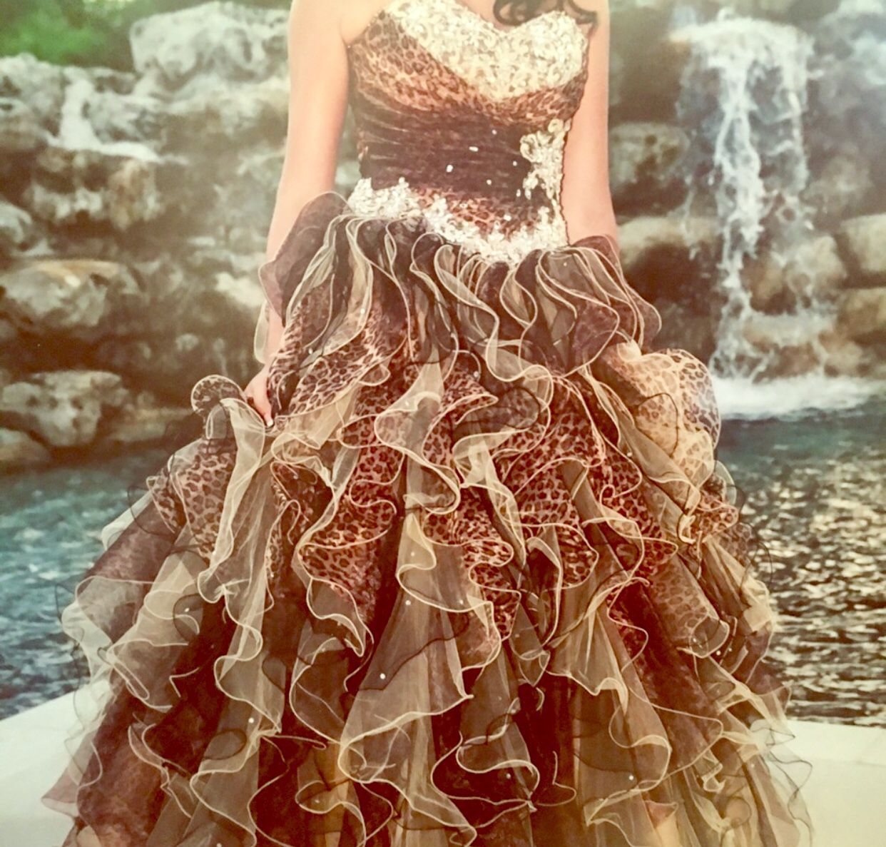 Cheetah Print Sweet Sixteen Quinceanera Prom Dress
