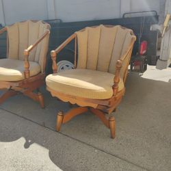  Swiveling/Rocking Chairs. Very Comfortable. Antiques But Were Kept Indoors. 