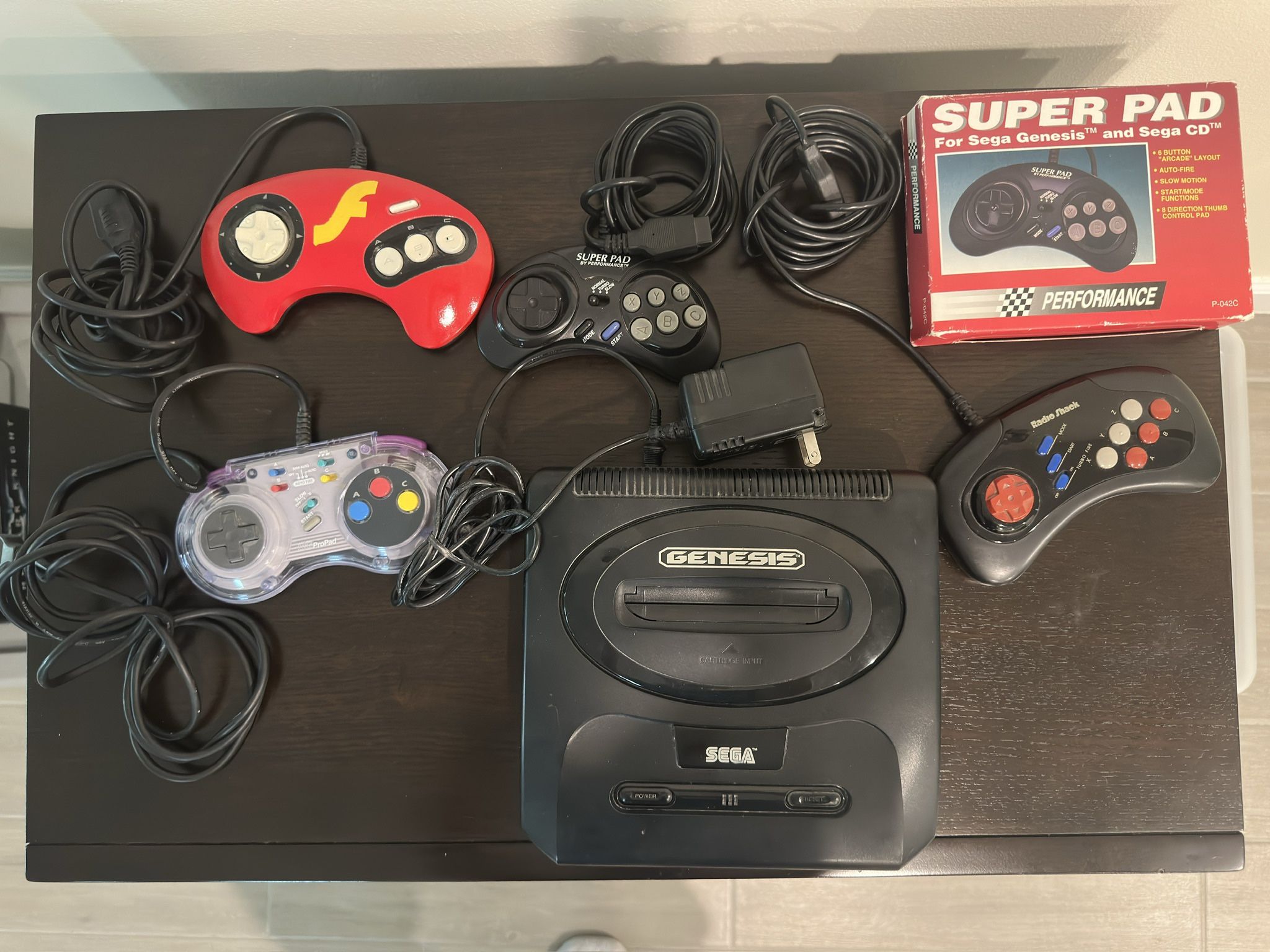Sega Genesis Console with 5 Controllers