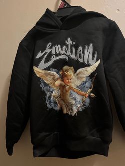 Emotion Cupid Graphic Black Hoodie