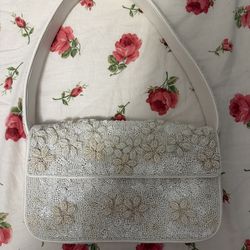 Staud White Beaded Tommy Bag