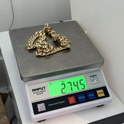 14MM 22" (270 Grams), 14K Gold over .999 Silver, Cuban Link Chain