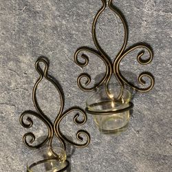 Two Piece Wall Candle Holder Set
