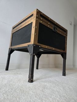 Vintage black trunk end table