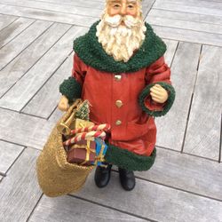 CHRISTMAS PAPER MACHE STANDING SANTA CLAUS FIGURINE, COLLECTORS EDITION 10” x 5”