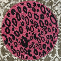 Hot Pink Beaded Cheetah Print Mat