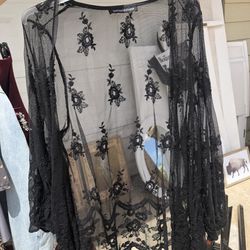 beautiful sheer black kimono 