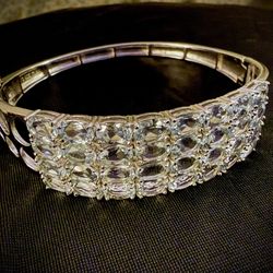 Aquamarine Gemstone Bracelet Set In Sterling Silver 