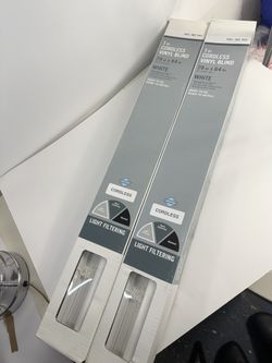 Brand New 2 Pack White Cordless 1" Light Filtering Vinyl Mini Blinds 46" W x 64" L  46X64